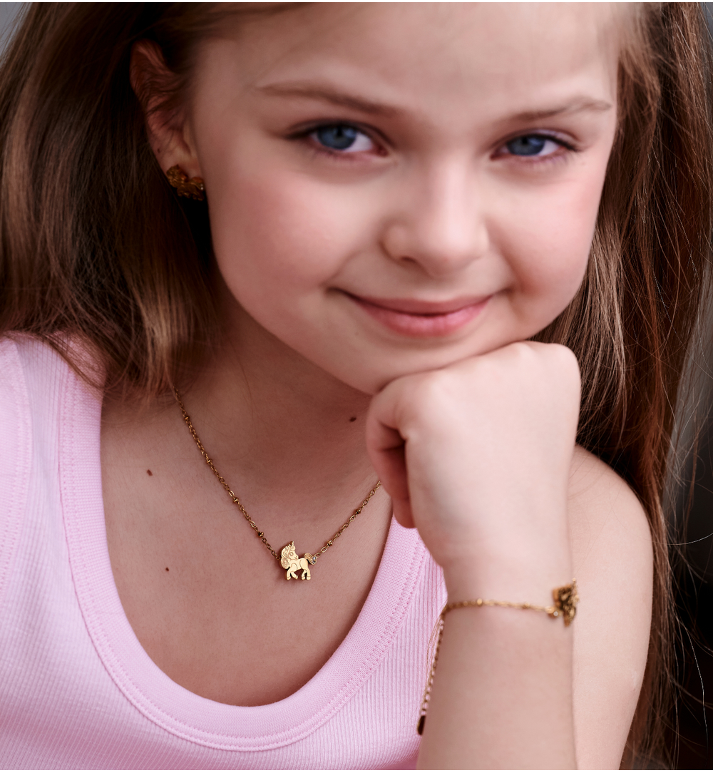 Kolczyki koniki z cyrkoniami – złote KSY0675