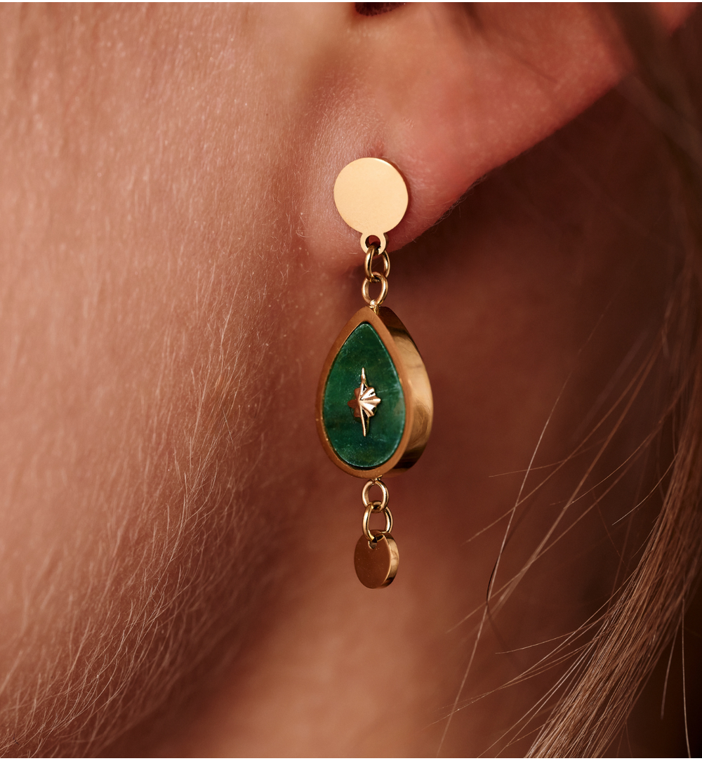 Kolczyki wiszące z jadeitem afrykańskim KEA0046