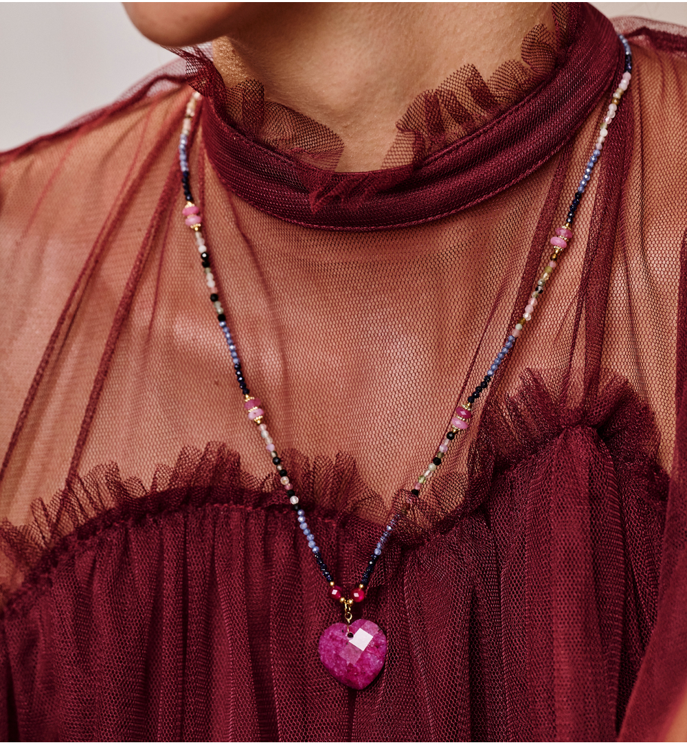 Naszyjnik z rubinami i sercemNPA1557