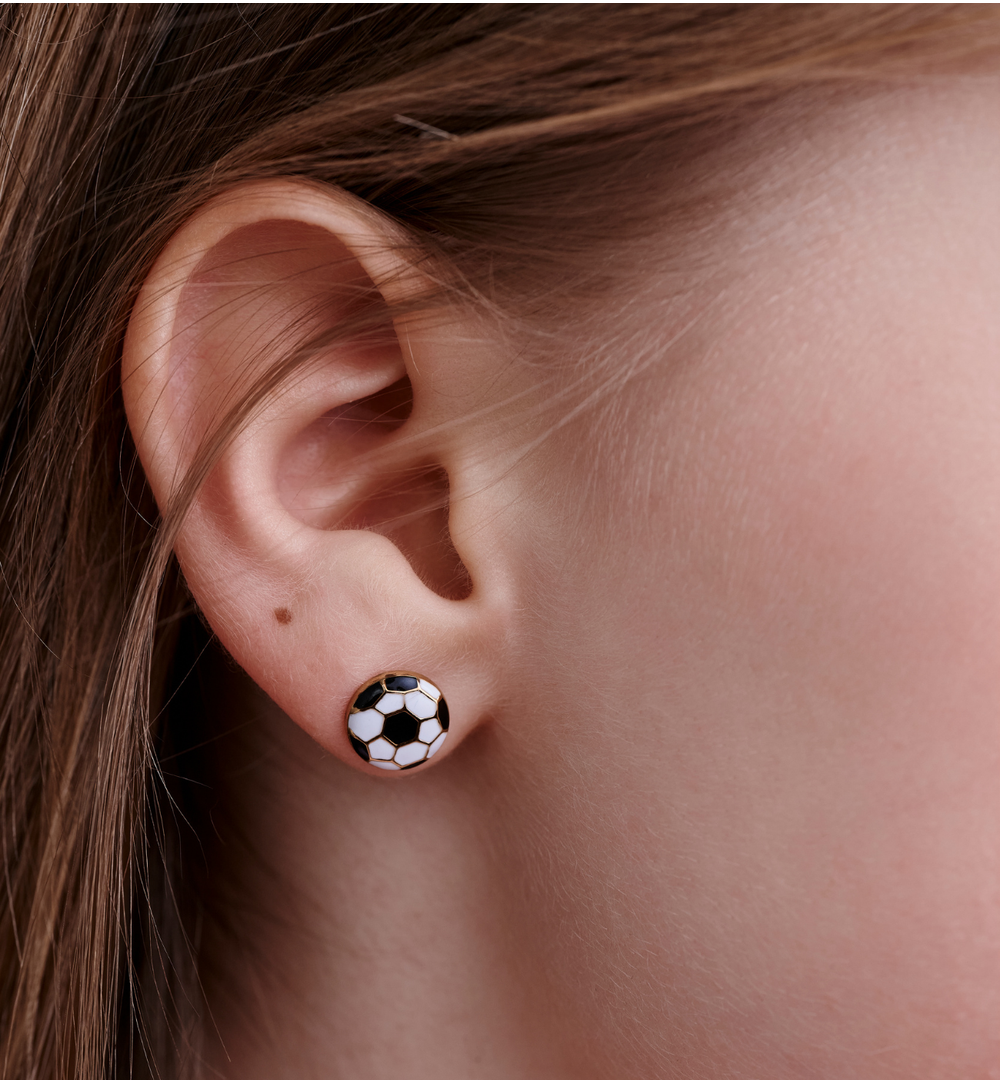 Kolczyki piłki futbolowe z emalią KSY0680