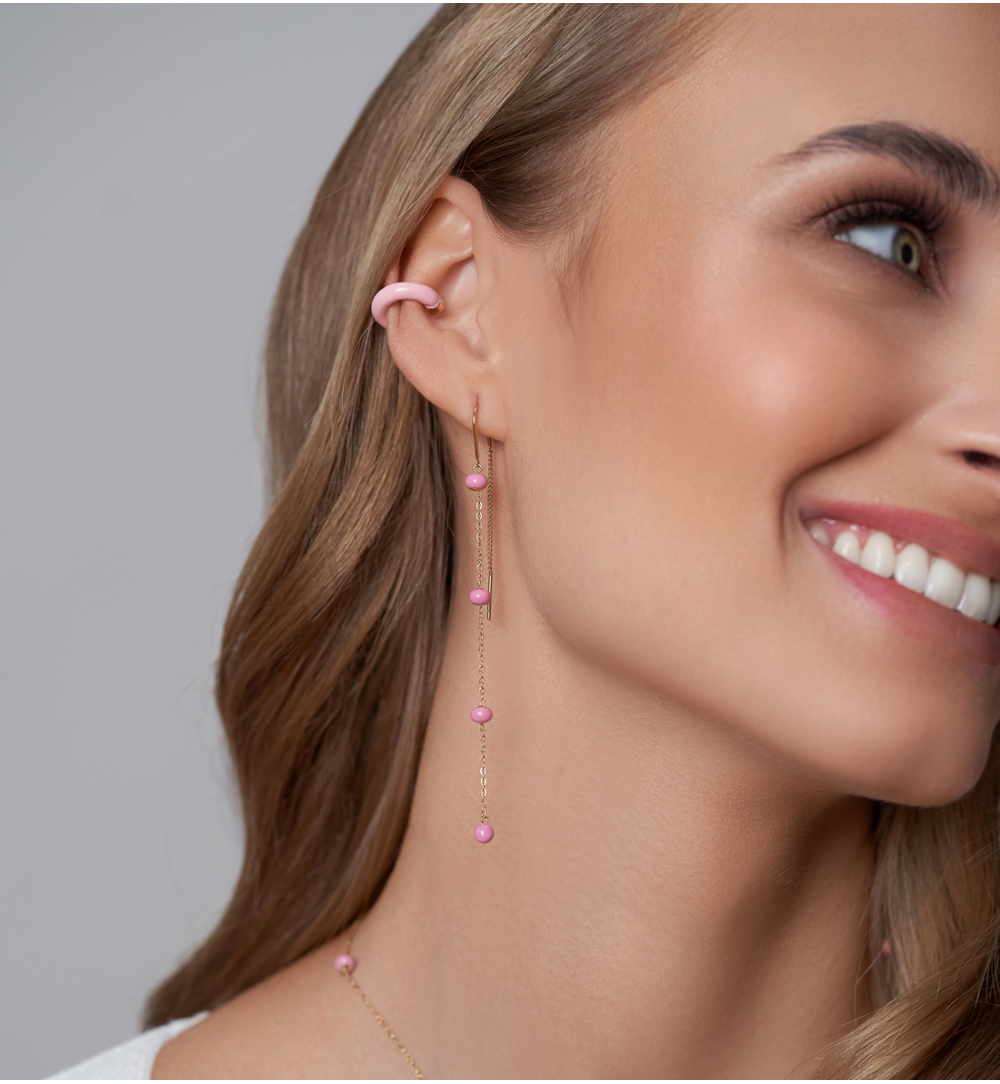 Nausznica z różową emalią Enamel KSA0918