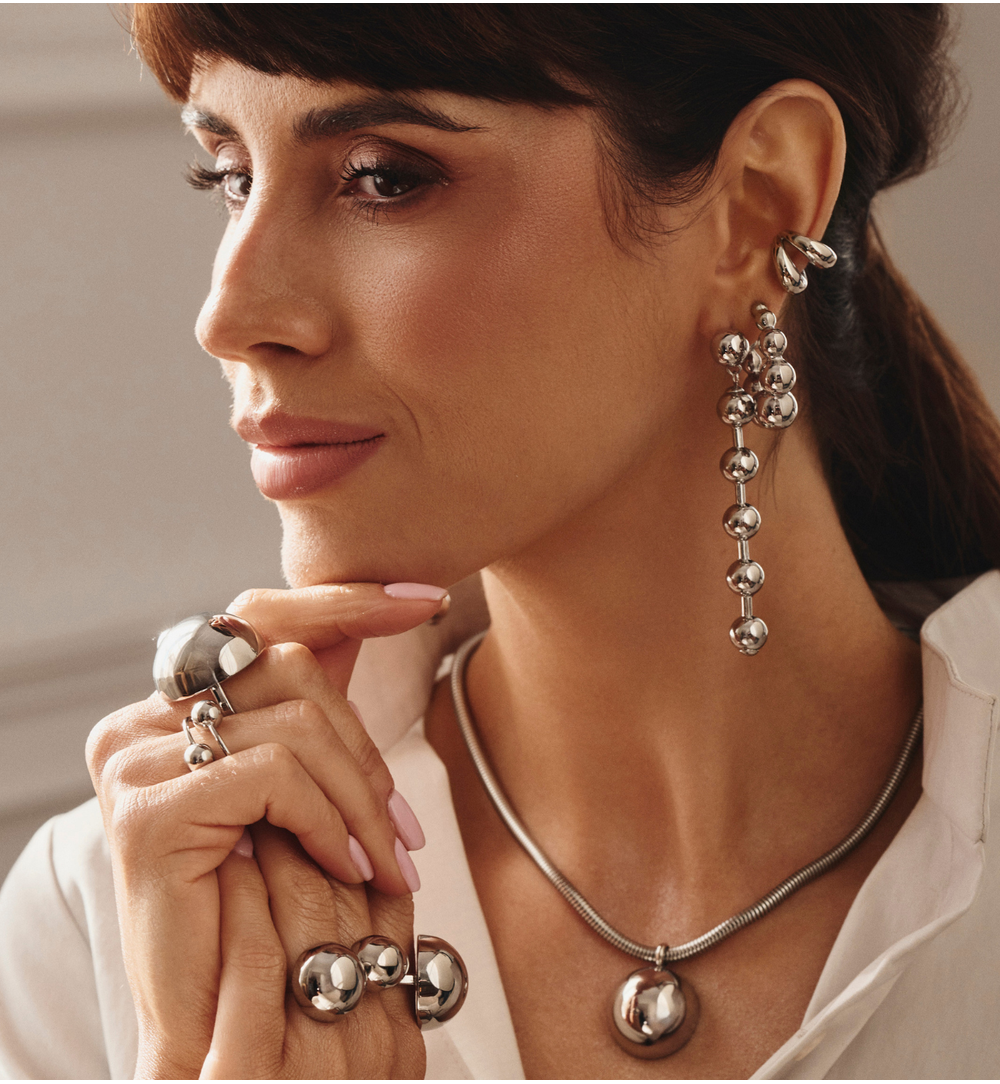 Nausznice srebrne podwójne KSY0466