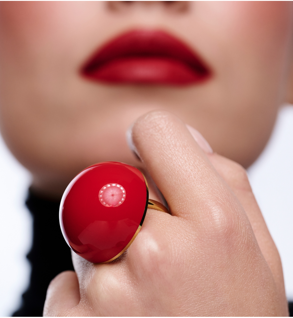 Pierścionek złoty z czerwoną emalią PSA1211