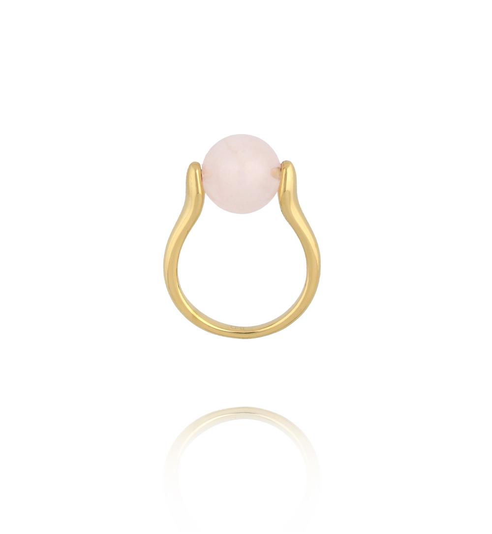 Pierścionek z kwarcem różowym w złotej oprawie PSA1161