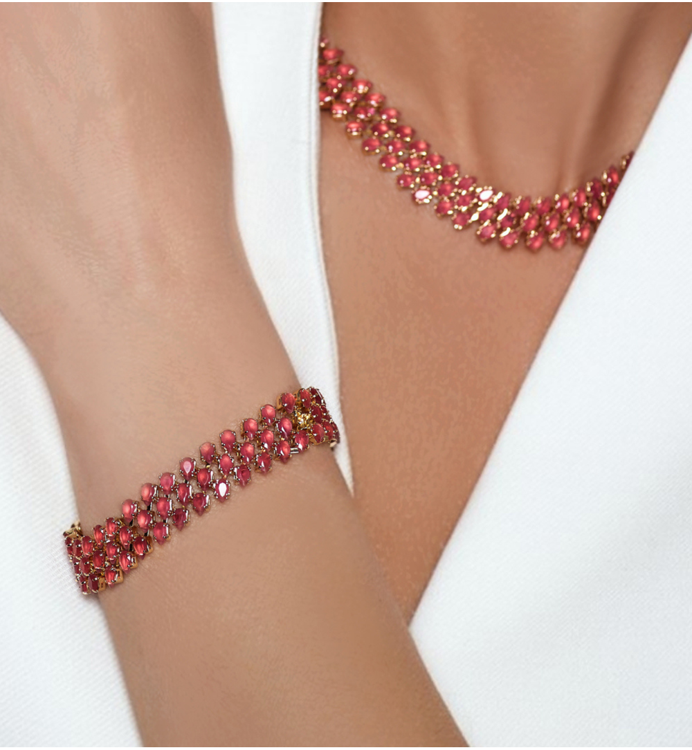 Naszyjnik z kryształami czerwonymi Truly NS0060