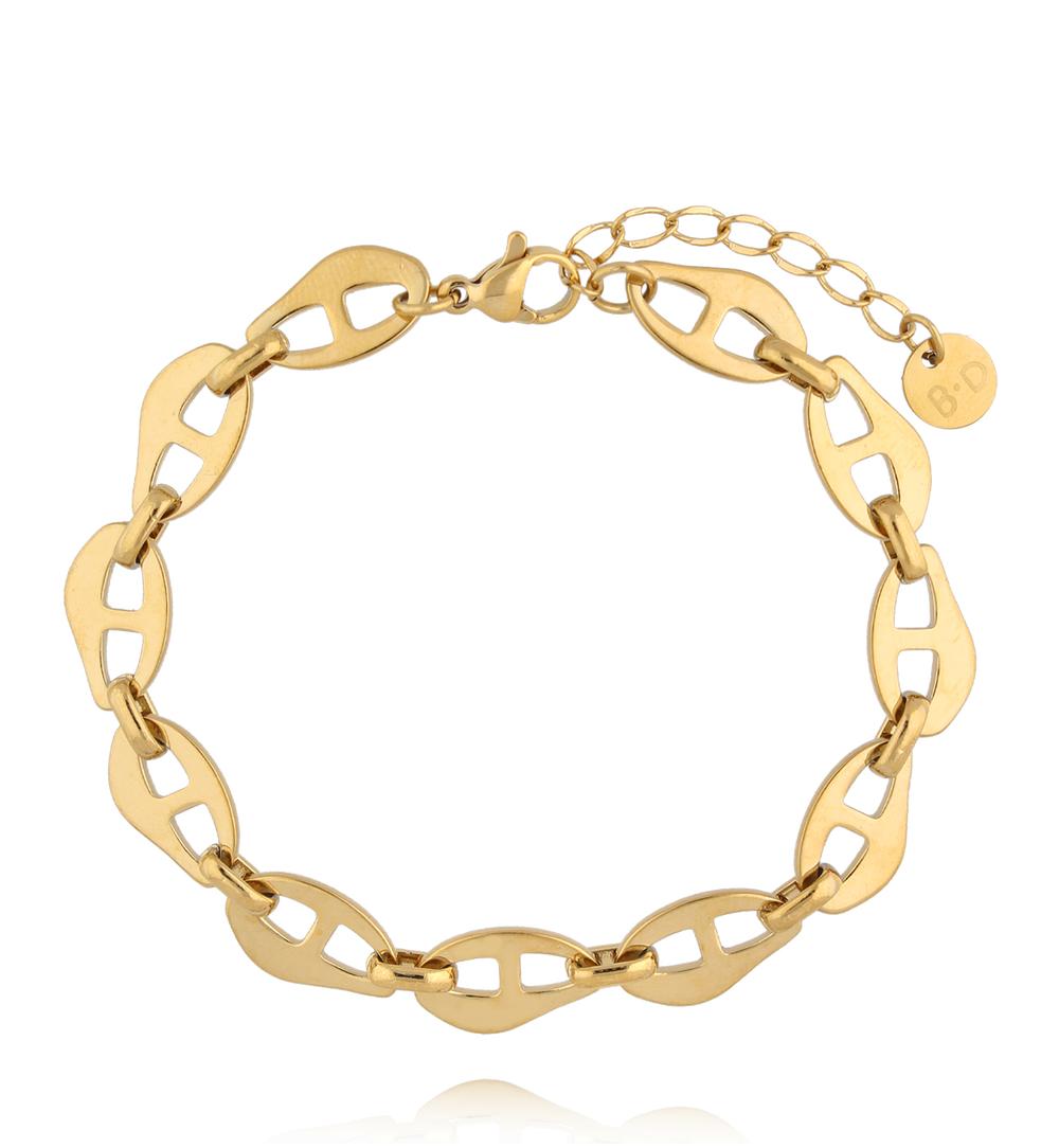 Zestaw złotych bransoletek z emalią w odcieniu pudrowego różu ZN0146