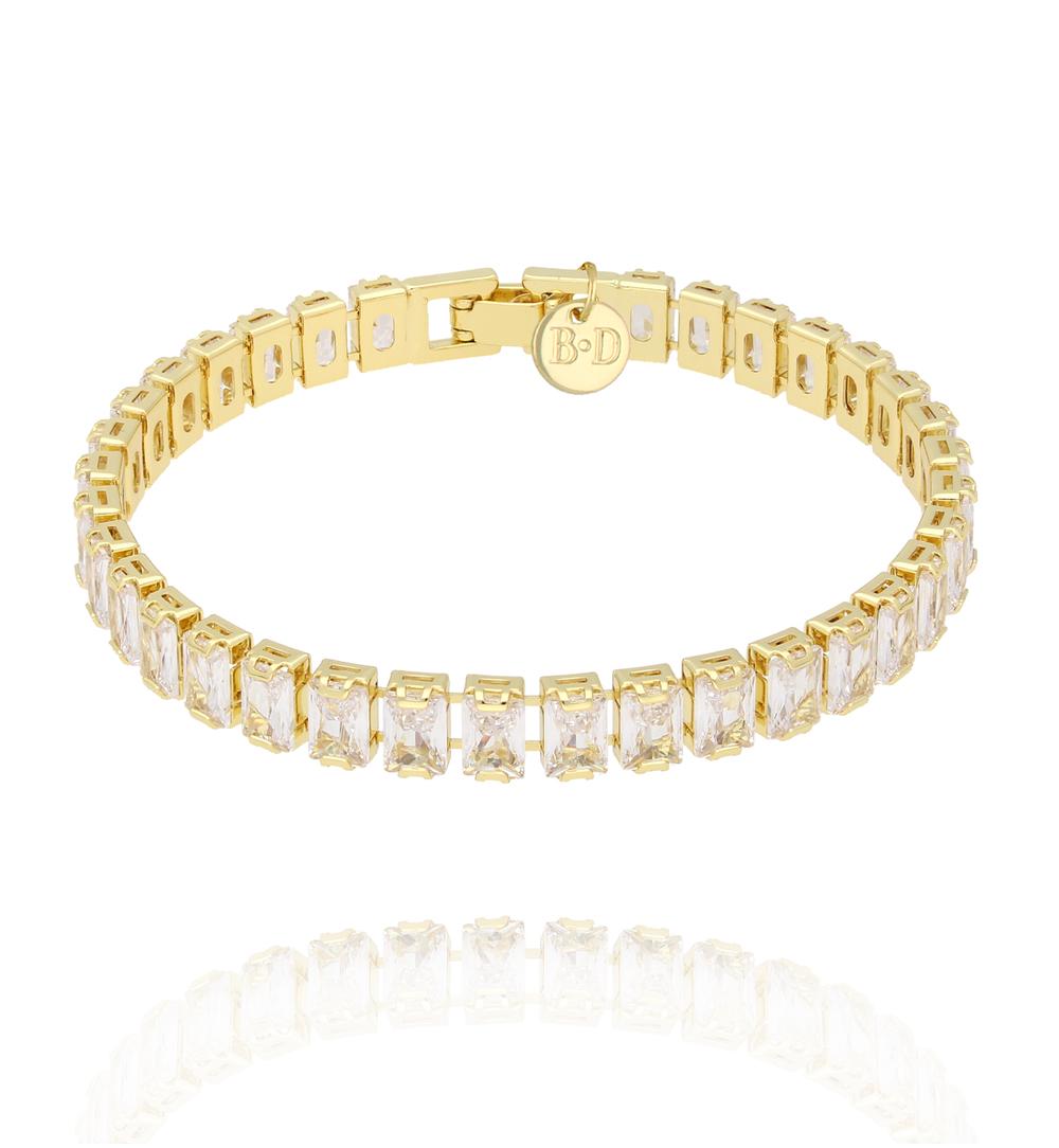 Bransoletka tenisowa z prostokątnymi kryształami BSS0286