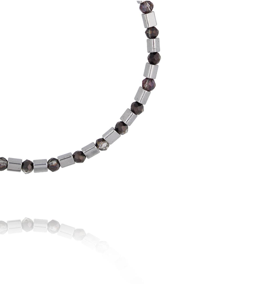 Bransoletka z hematytu i szklanych kryształków BTW3648