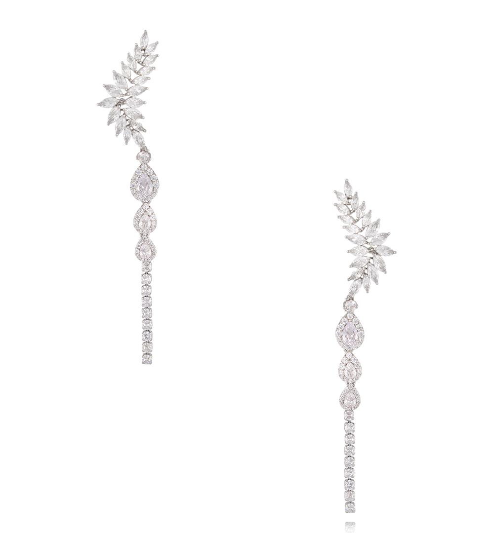 Koczyki długie srebrne z cyrkoniami KSS2004