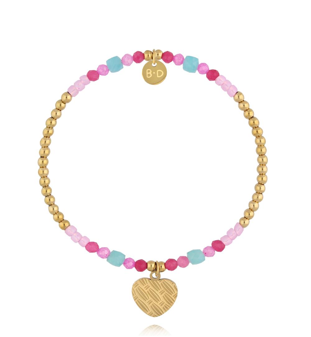 Zestaw bransoletek z naturalnych kamieni w odcieniach różu ZN0155