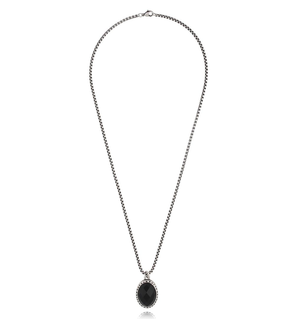 Naszyjnik z czarną zawieszka unisex NMITC0193