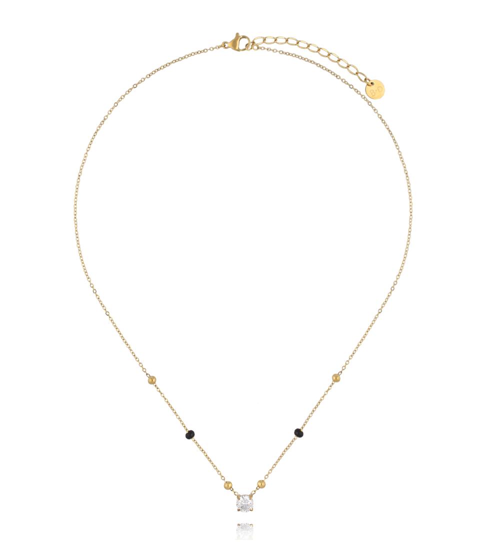 Naszyjnik z cyrkonią i czarnymi akcentami NSY0629