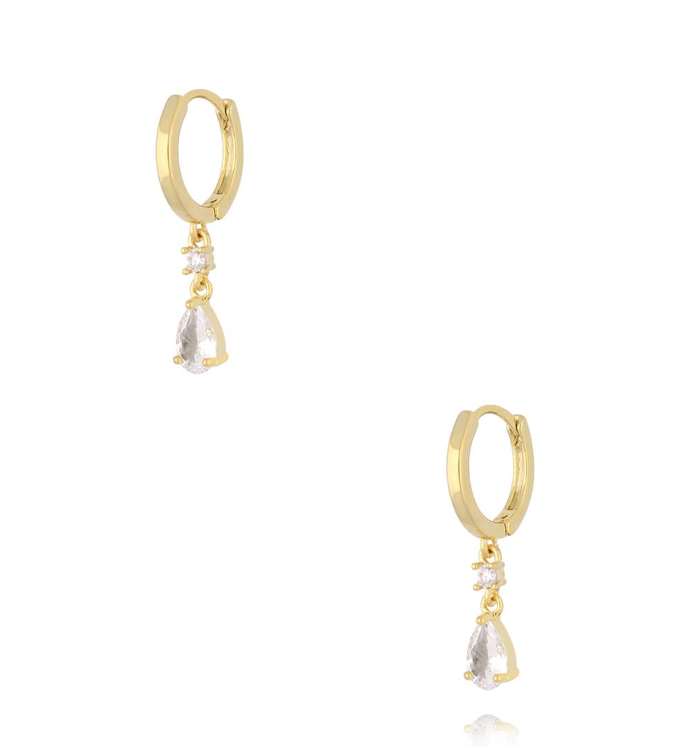 Zestaw złoconych kolczyków z kryształową łezką KMB0068