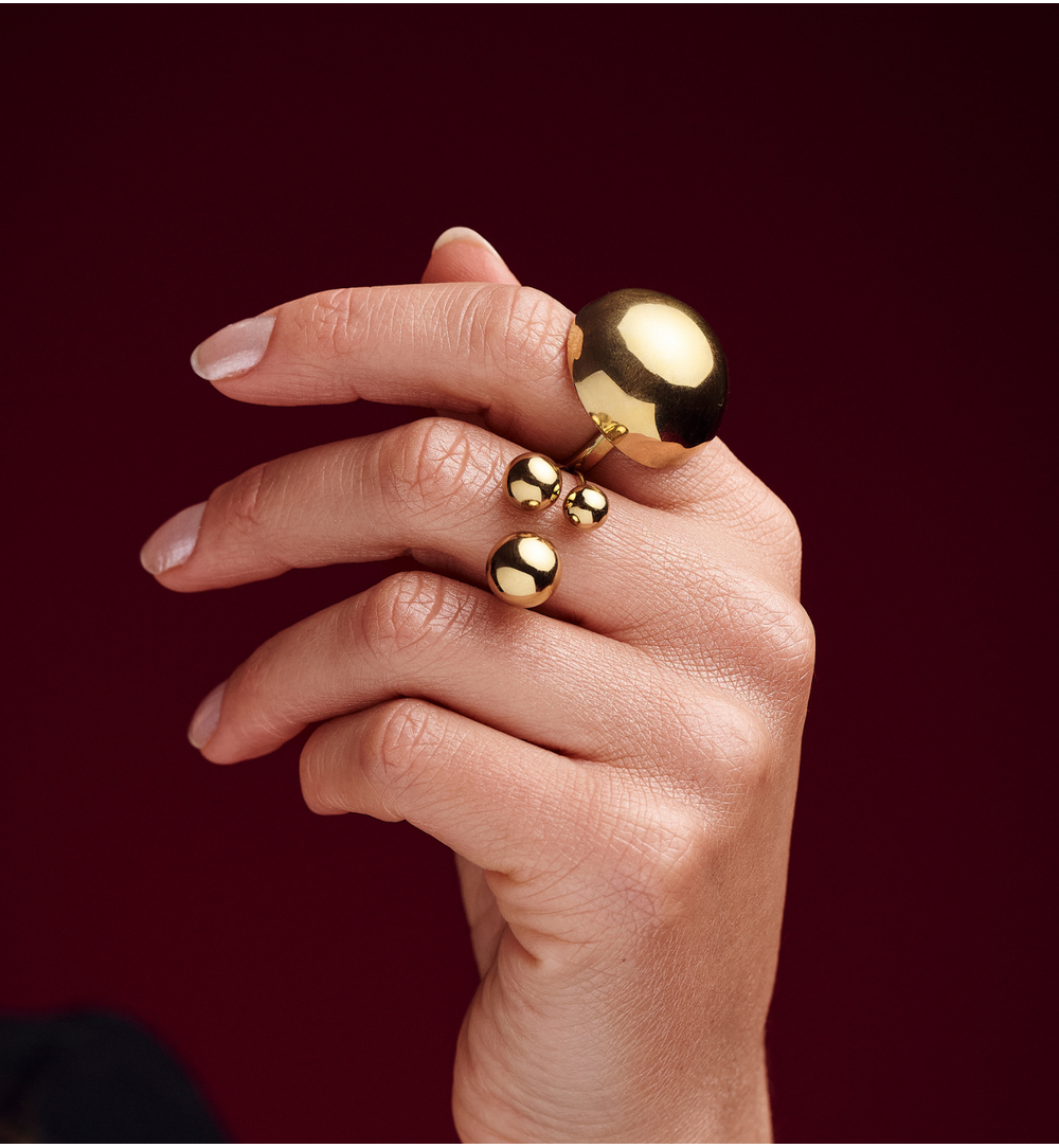 Pierścionek z półkulą złoty duży Geometric Harmony PSA0977