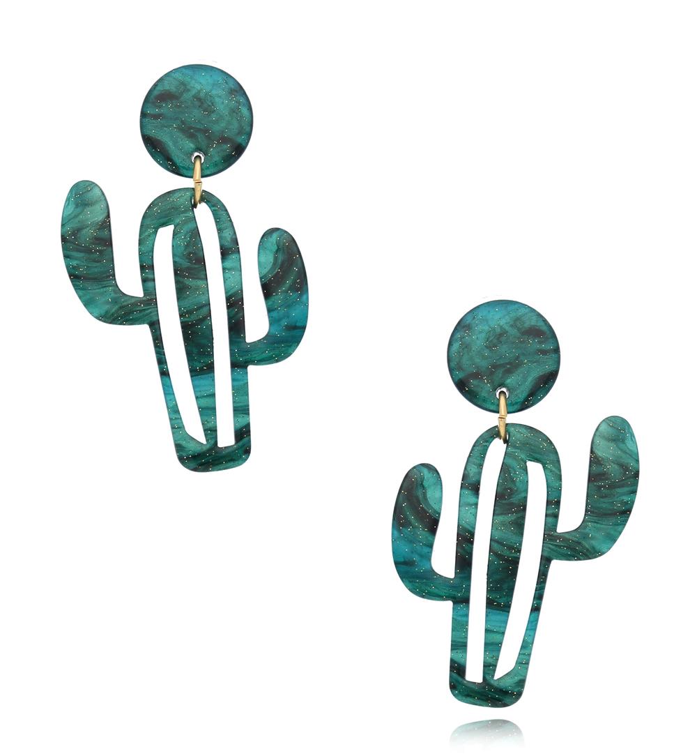 Kolczyki zielone z kaktusami Cactus KZA0079