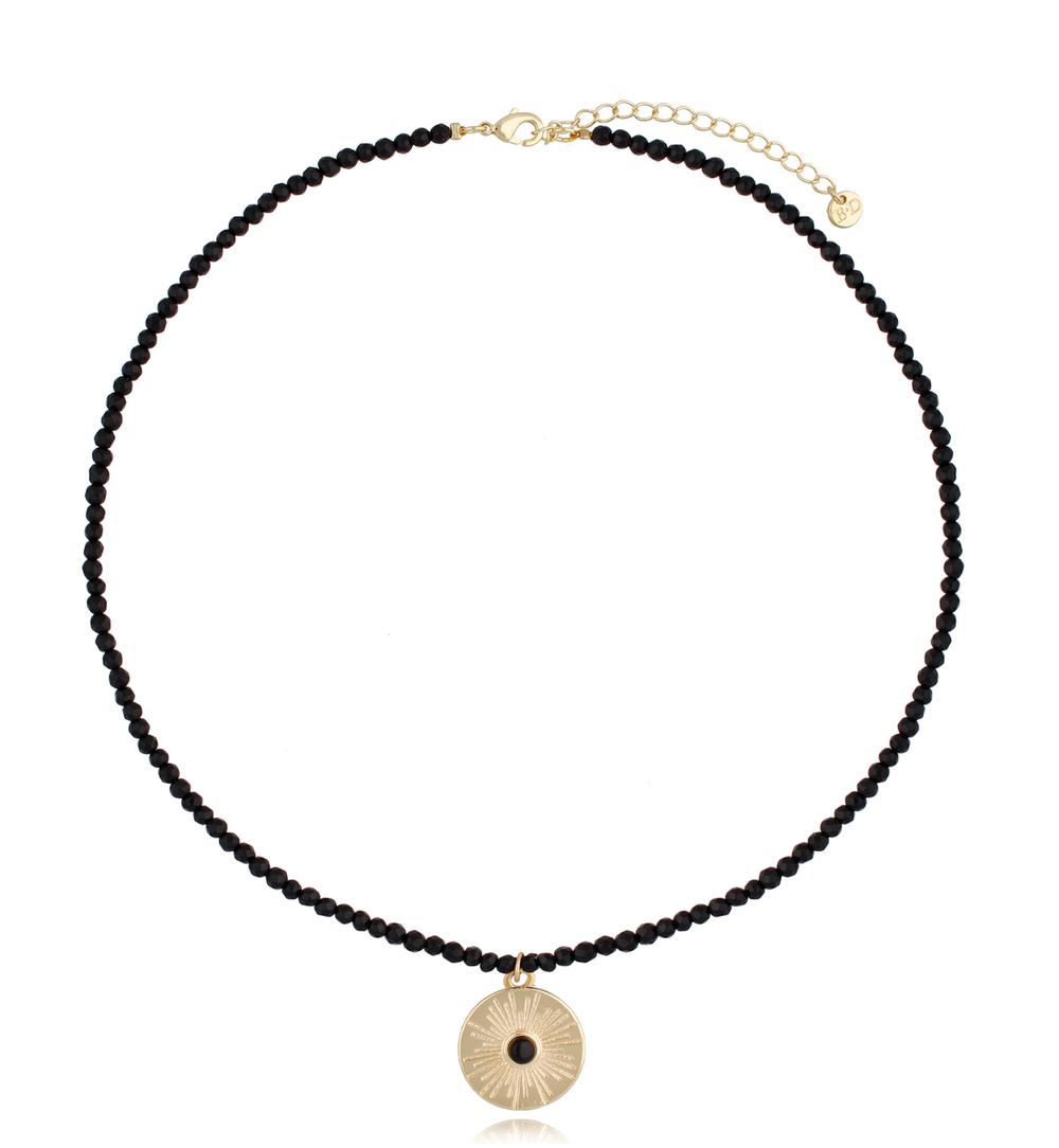 Naszyjnik czarny z agatami NSC0136