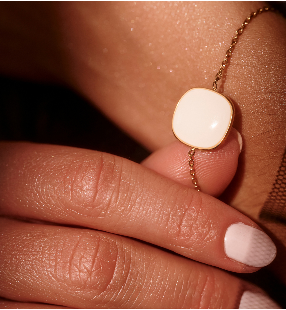 Zestaw biżuterii z białą emalią ZN0136