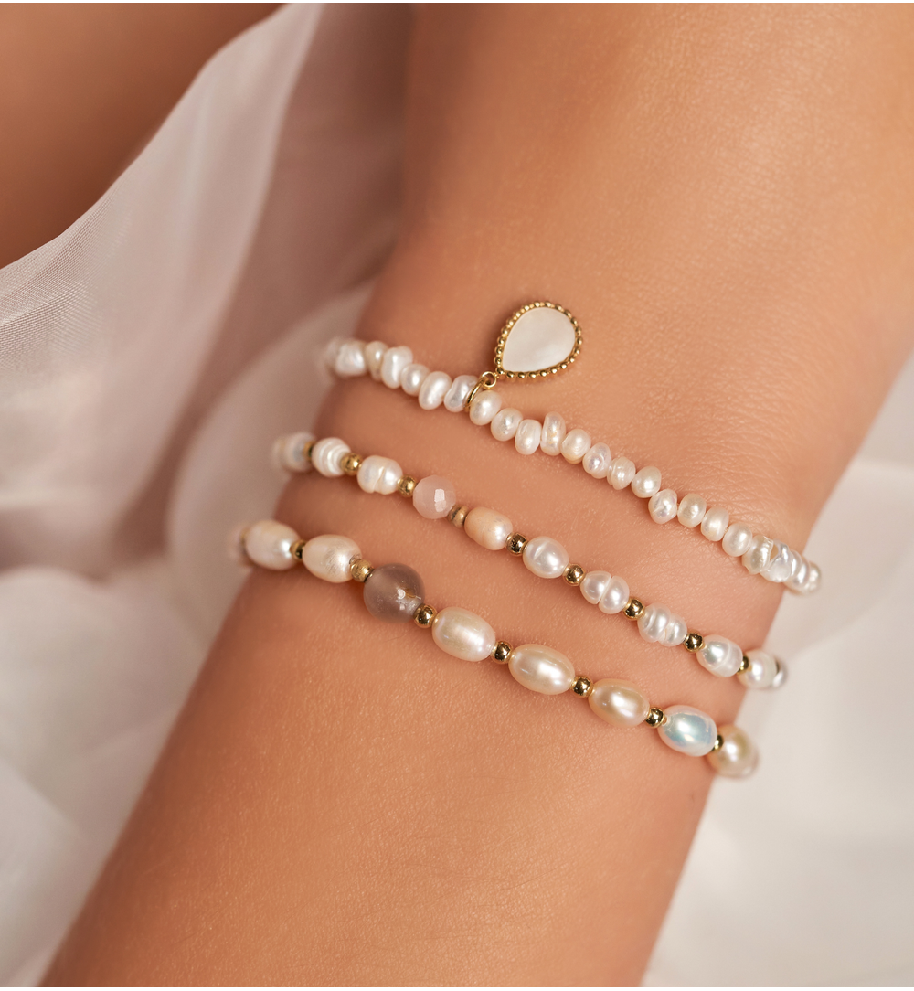 Bransoletka z perłami i kwarcem różowym Galax BPE0088