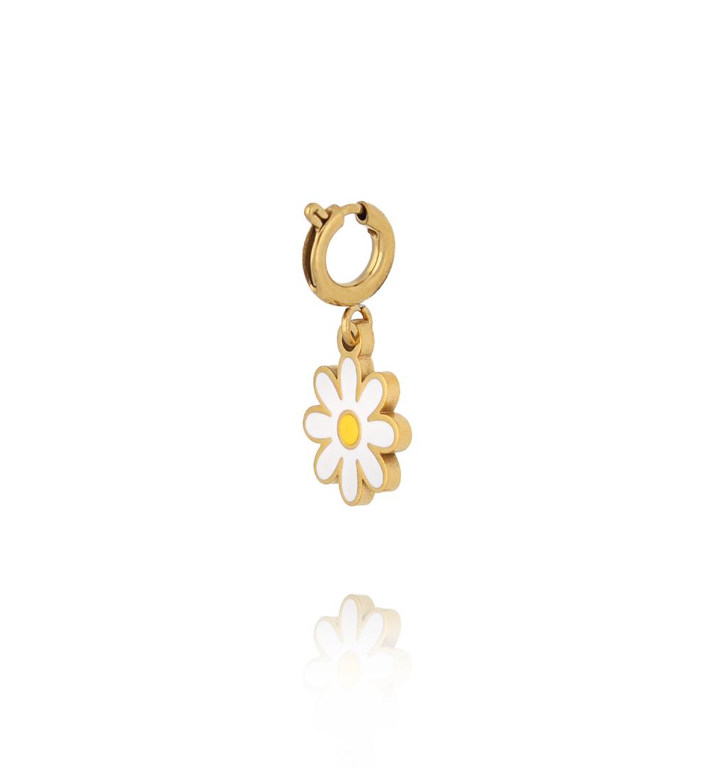Charms stokrotka z białą emalią CHA0284