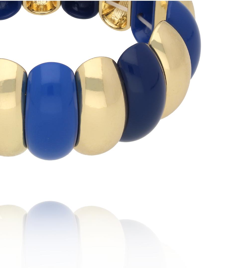 Bransoletka elastyczna w odcieniu królewskiego błękitu i złota BCR0073