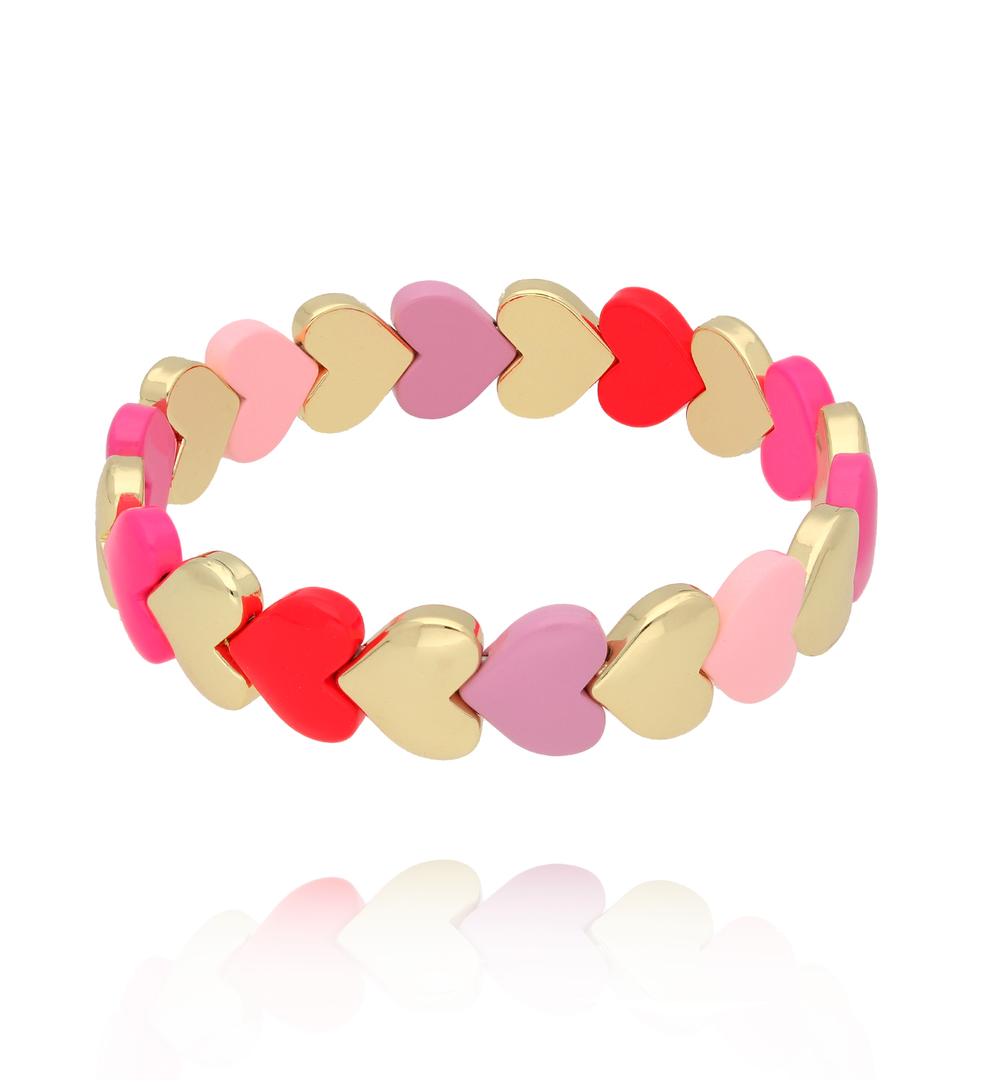 Bransoletka elastyczna z serduszkami w różowo–złota BCR0043