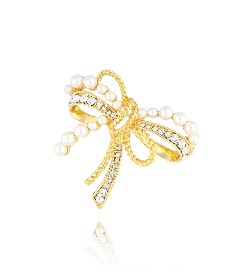 Broszka złota kokarda Fiocco di perle BRSS0189