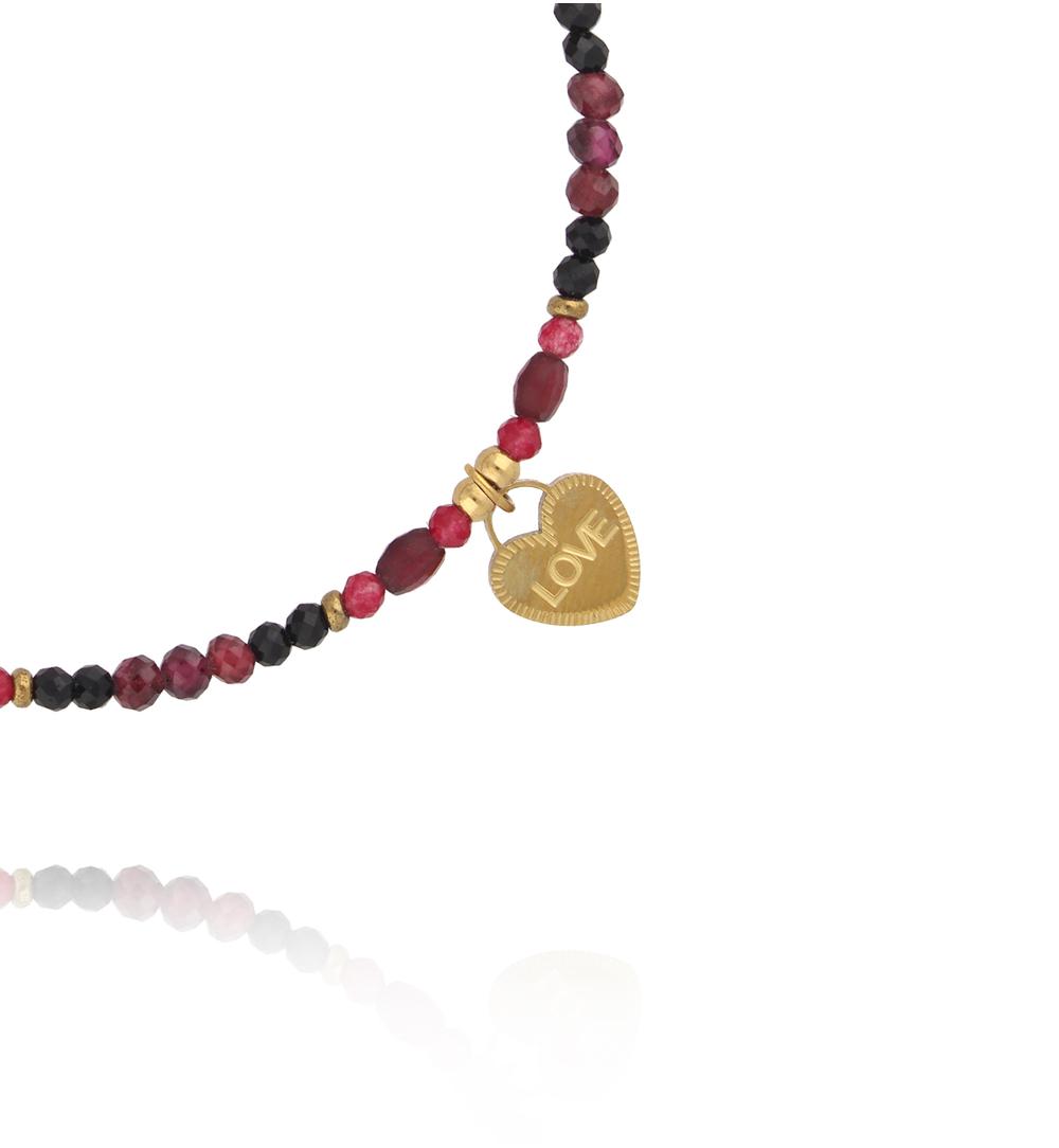 Bransoletka z naturalnych kamieni z zawieszką LOVE BTW3546