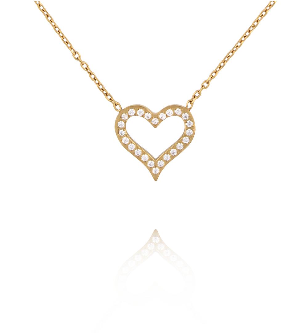 Naszyjnik z sercem i cyrkoniami NSY0901