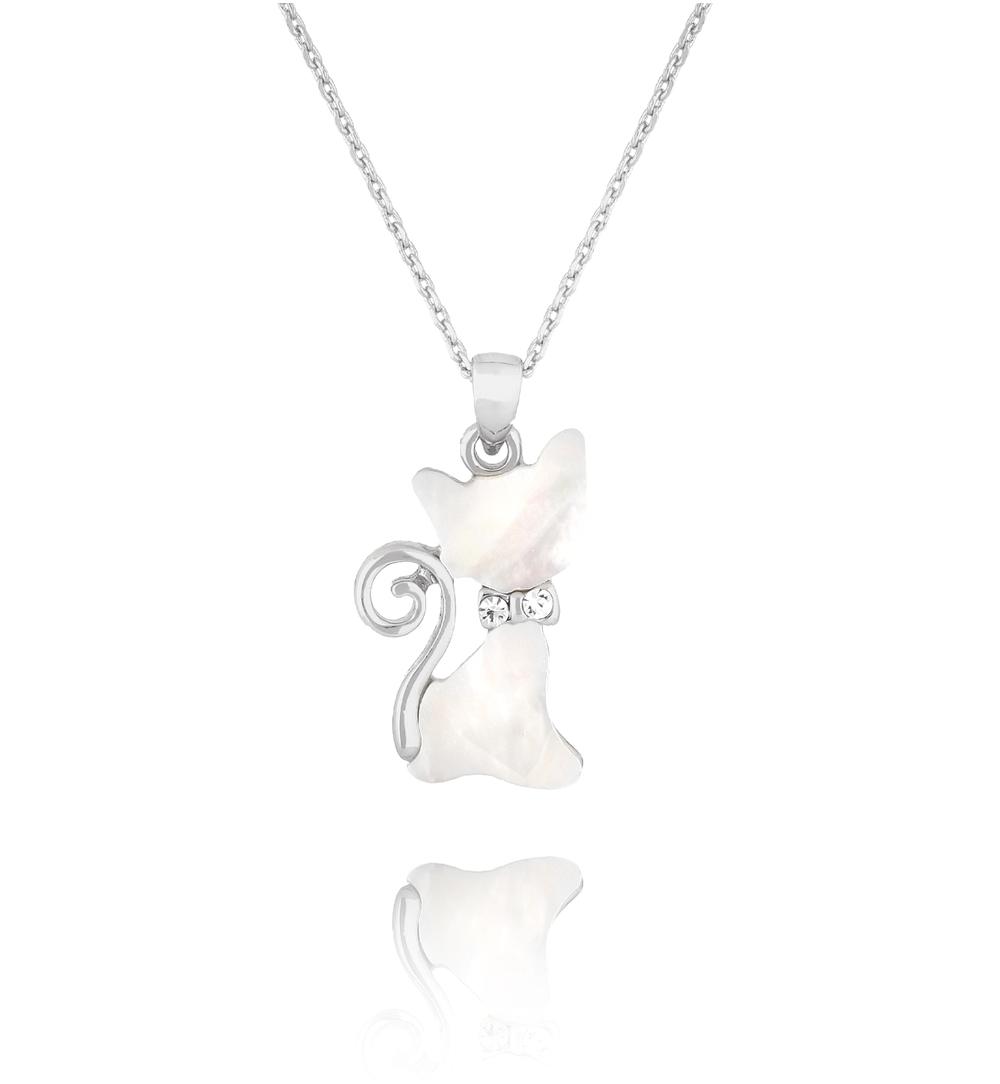 Naszyjnik srebrny z kotkiem Glam Charms NS0282