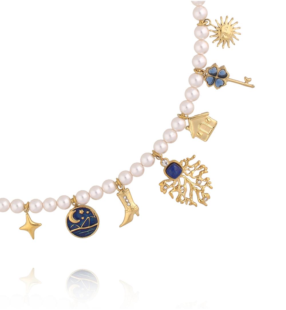 Naszyjnik z pereł z zawieszkami NSY0735