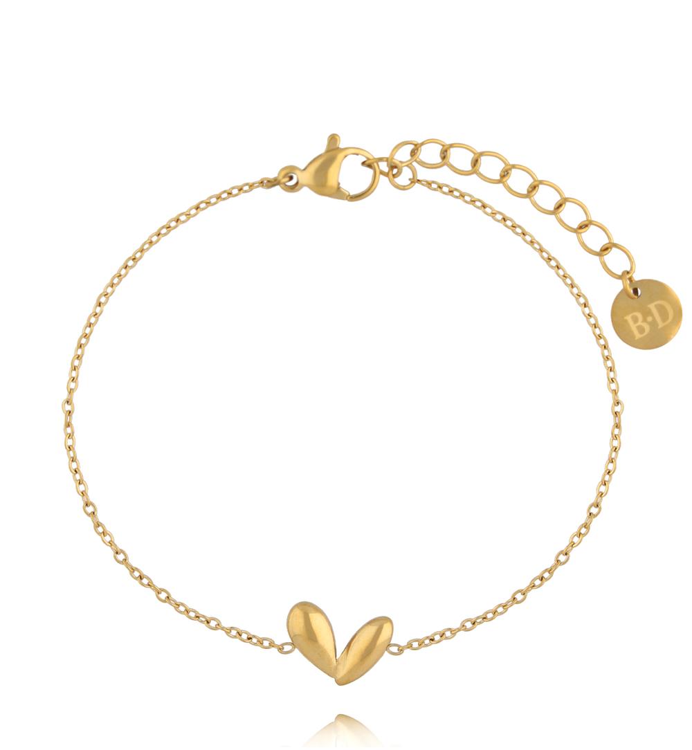 Bransoletka z minimalistycznym sercem na złotym łańcuszku BSY0590
