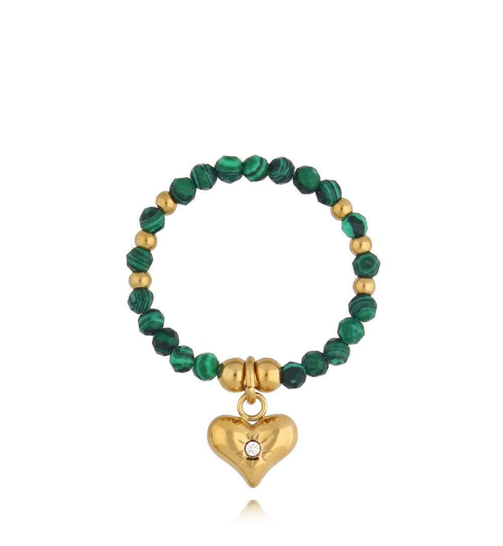 Pierścionek zielony z sercem Millville PSC0429