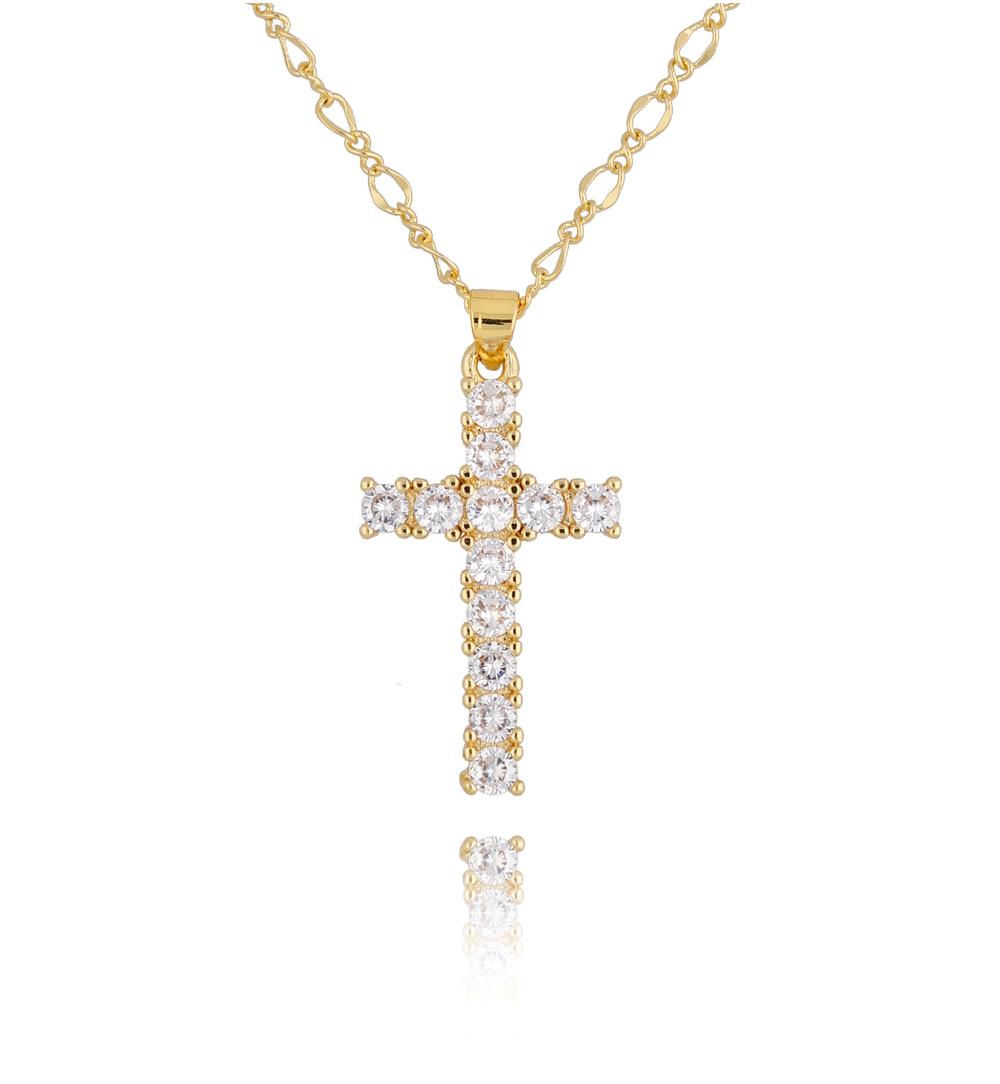 Naszyjnik z transparentnym krzyżykiem Madeline NRG0453