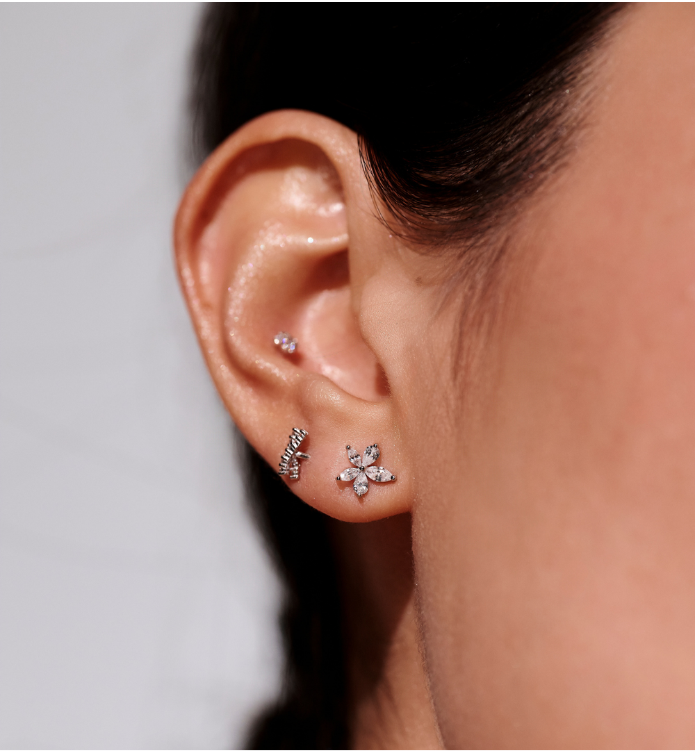 Zestaw kolczyków posrebrzanych z cyrkoniami KLT0045