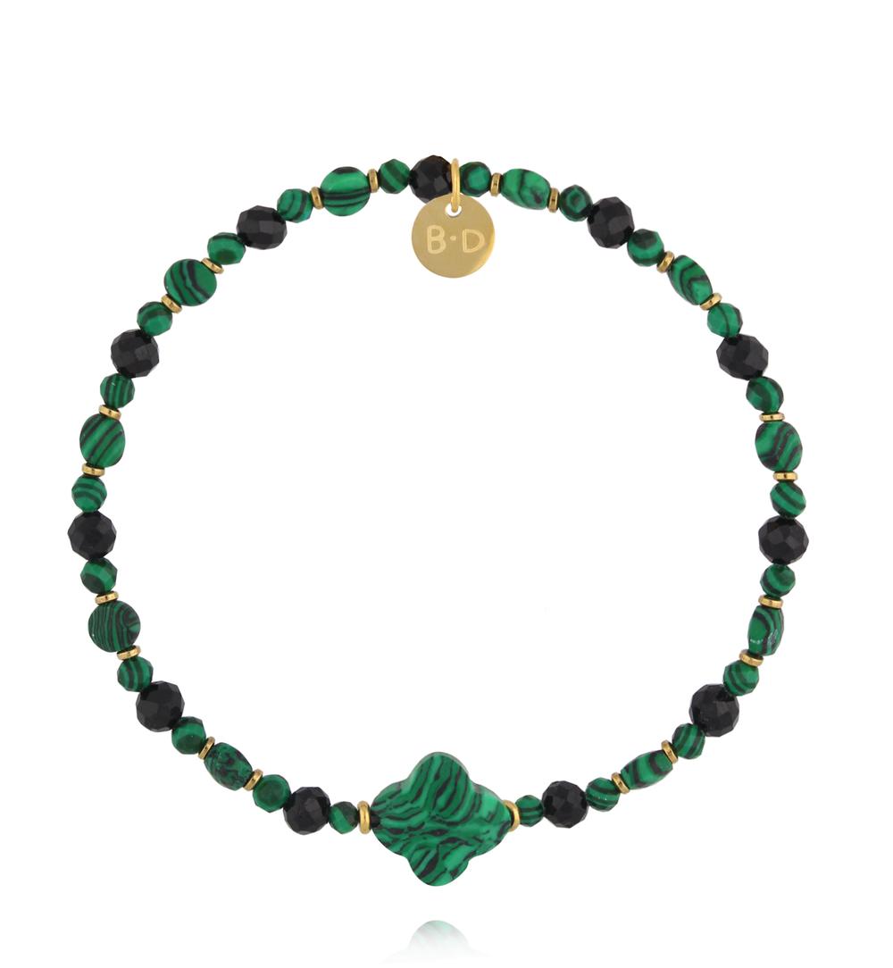Bransoletka z malachitu i czarnego turmalinu BTW3589