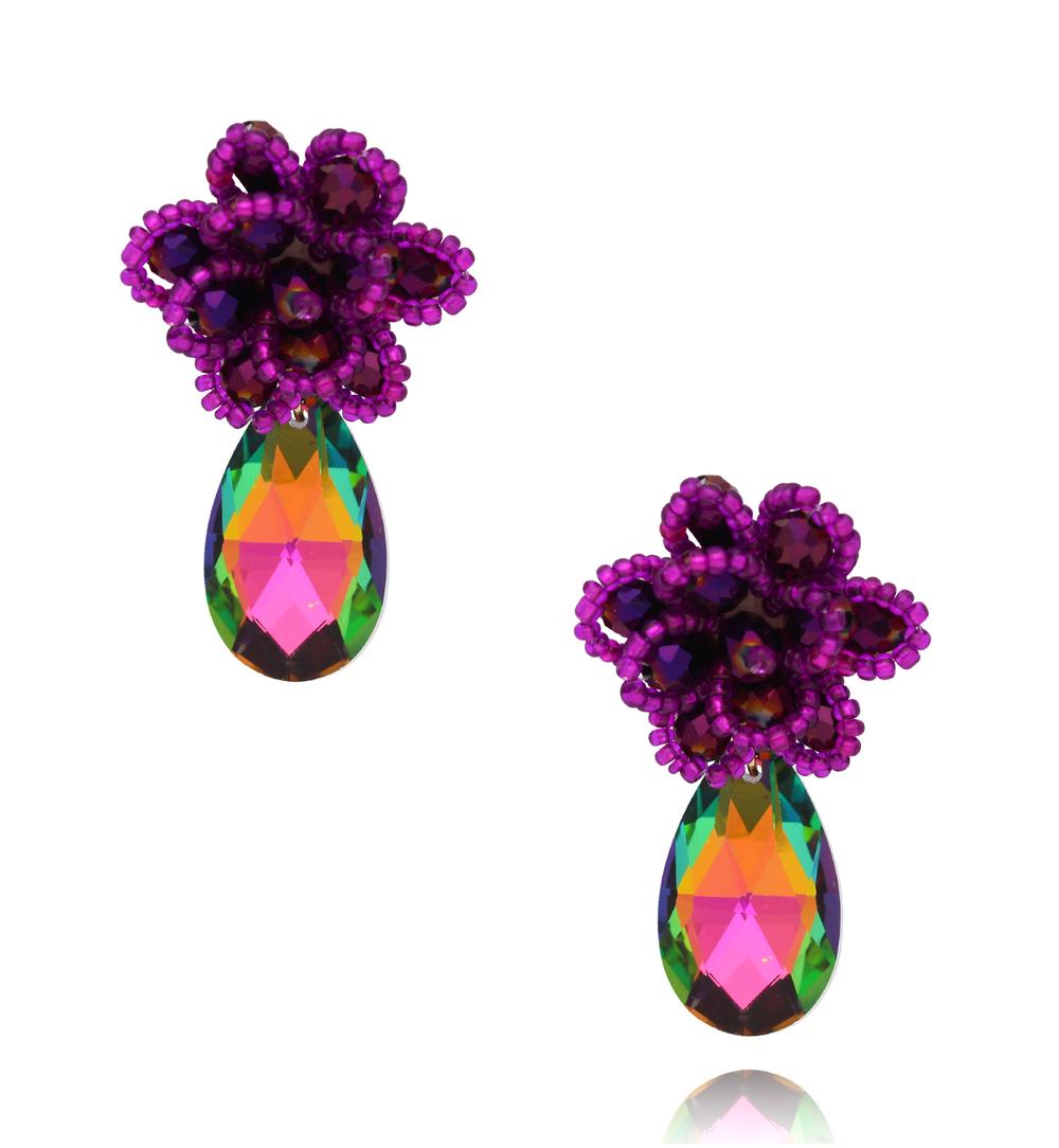 Kolczyki z fioletowymi kryształami Crystal Wonders KFF0295