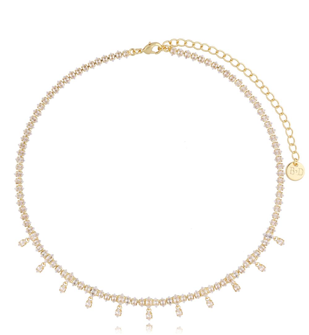 Zestaw naszyjników z kryształkami złoty NS0126