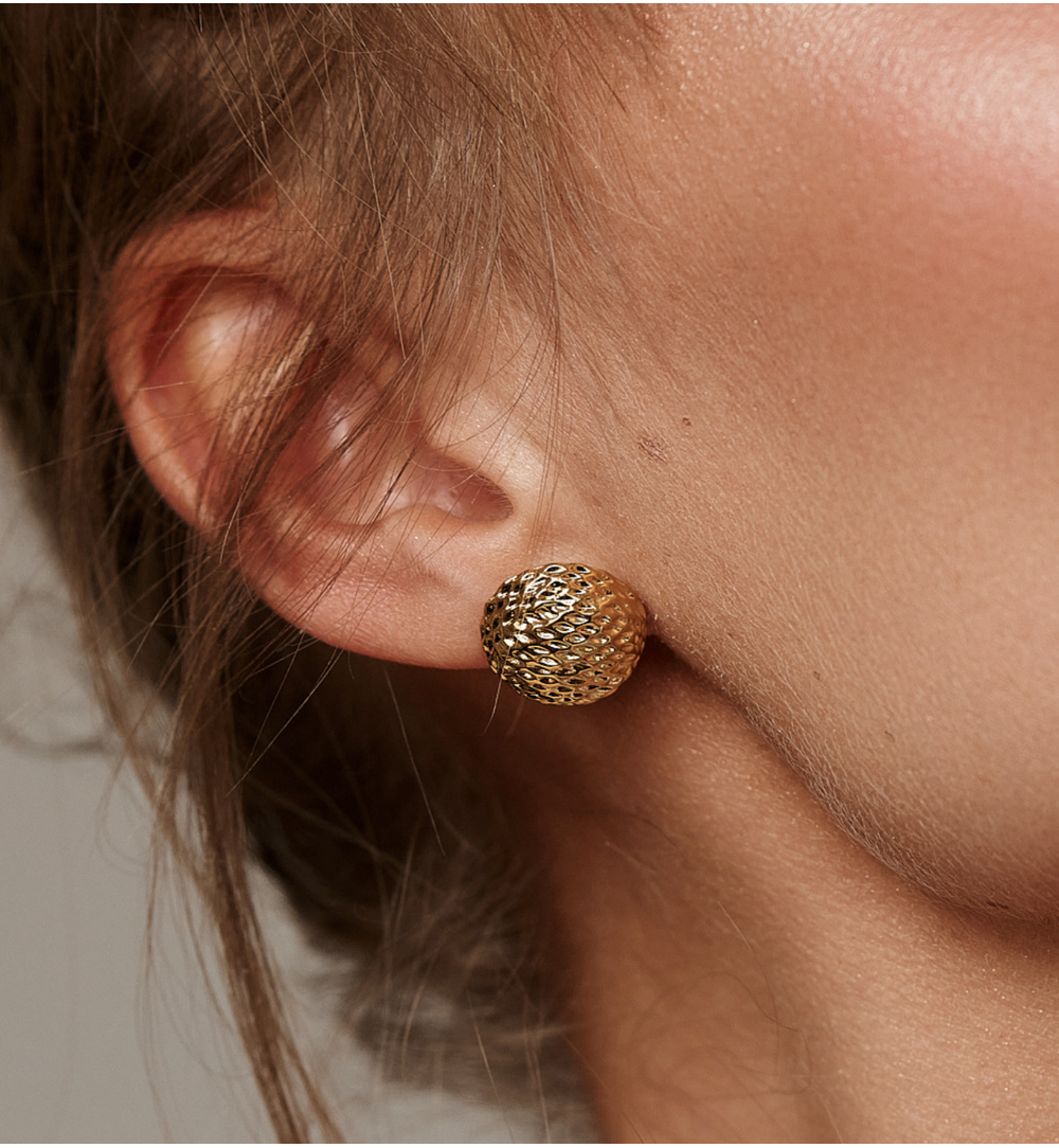 Kolczyki kule złote fakturowane KSY0377