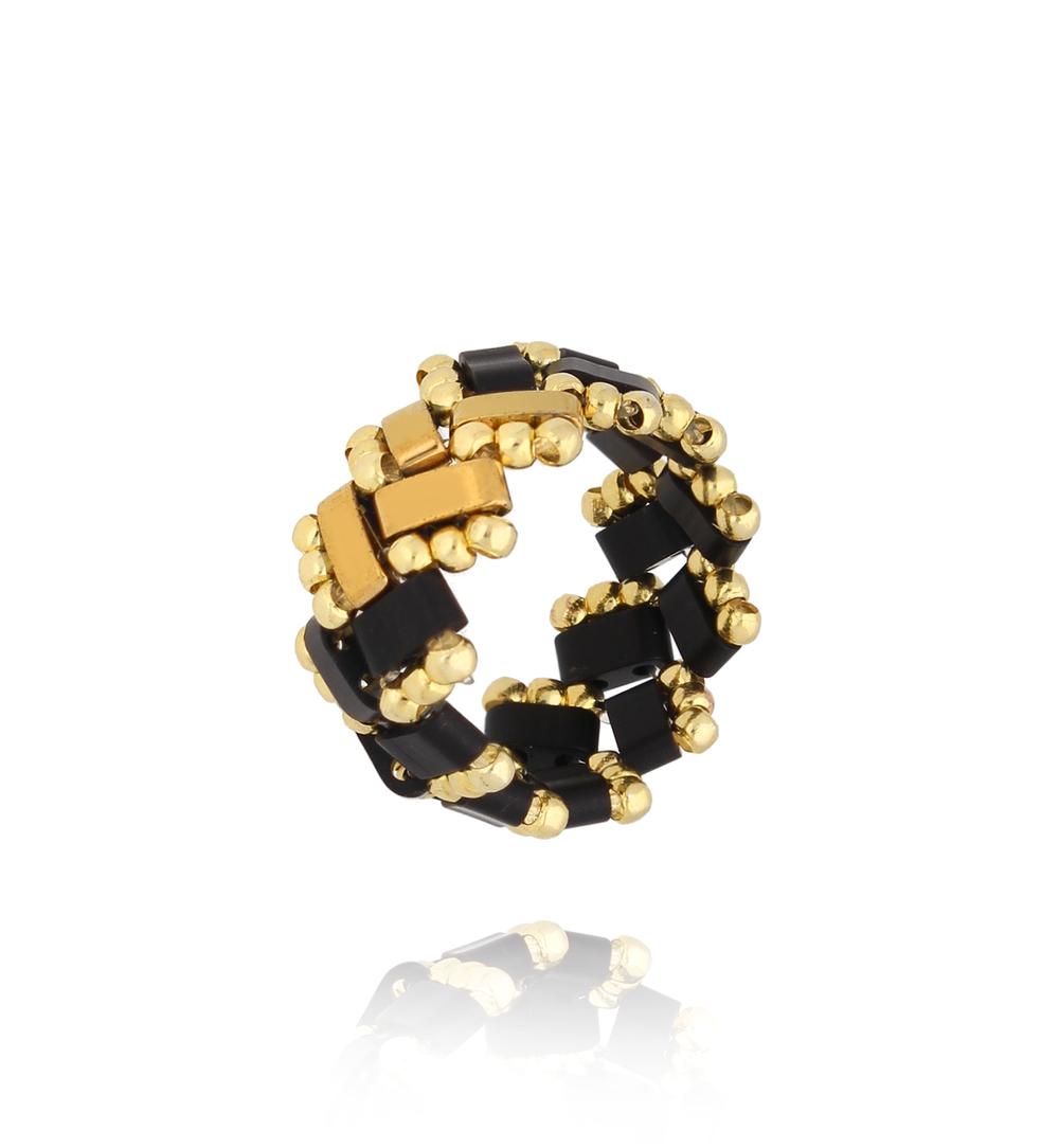 Pierścionek czarny Beaded Bliss PSC0571