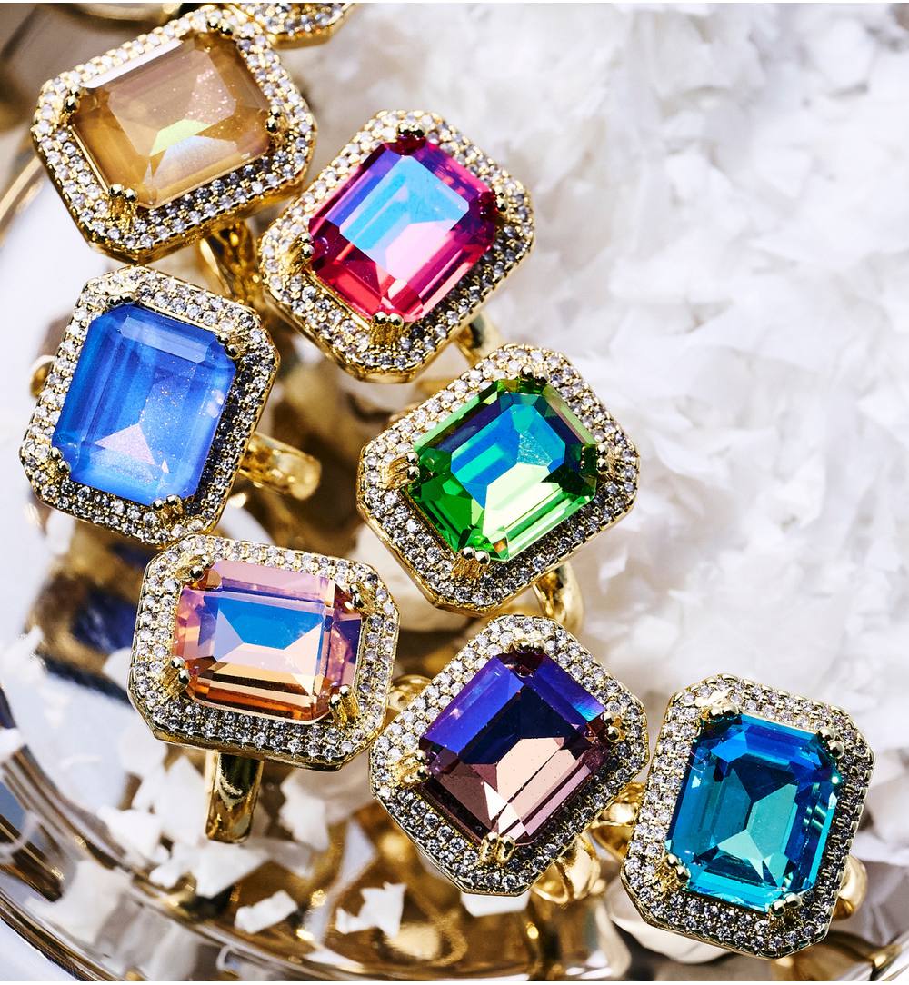 Pierścionek z błękitnym kryształkiem Majestic PSS0043