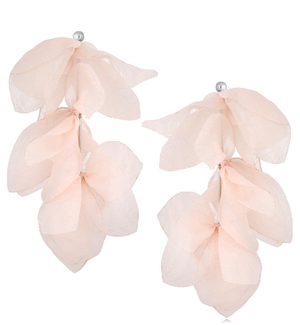 Kolczyki z szyfonu długie biało różowe Peg KBL1502