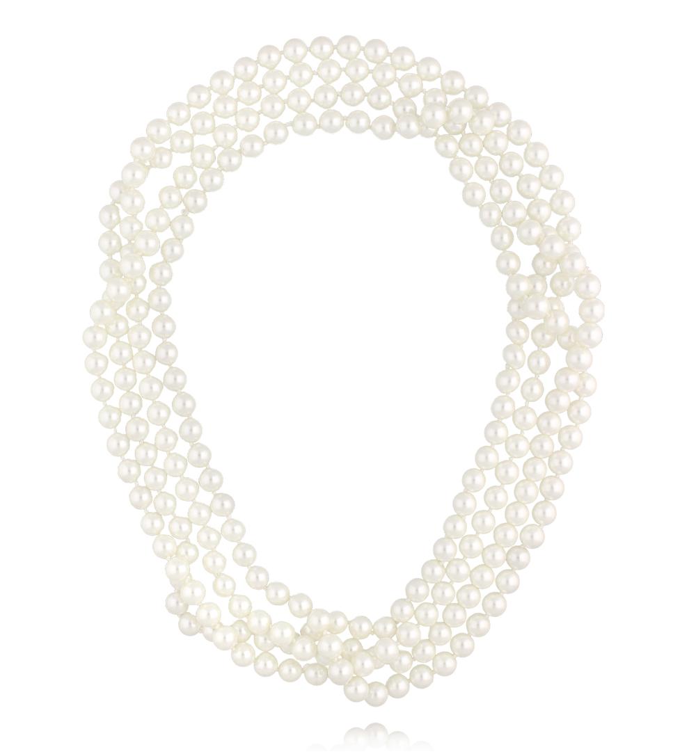 Naszyjnik z klasycznych pereł w odcieniu czystej bieli długi NPE0369