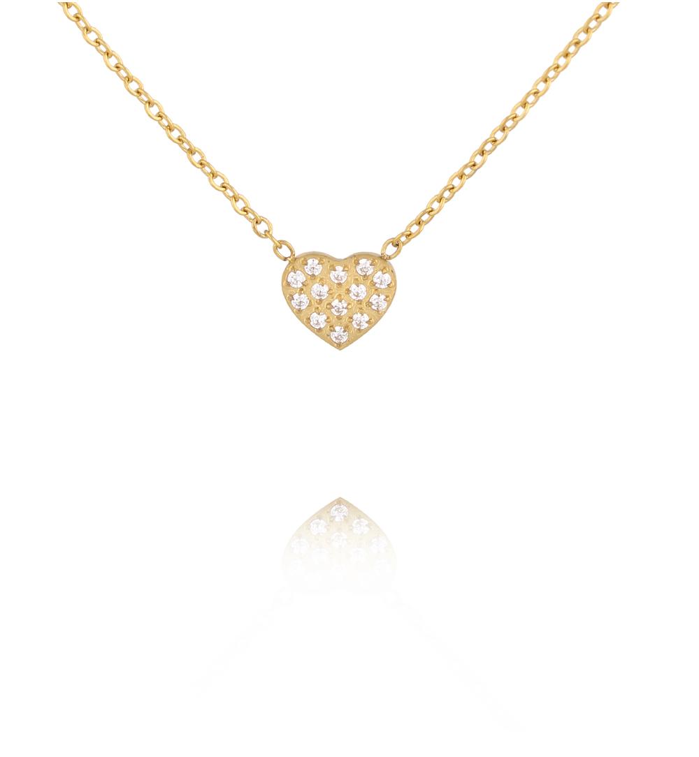 Naszyjnik z serduszkiem wysadzanym cyrkoniami NSY0628