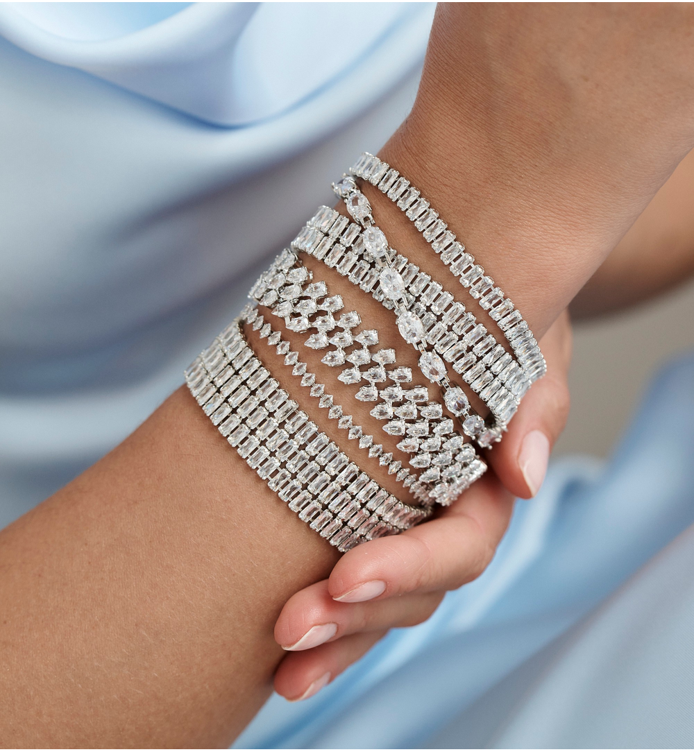 Bransoletka tenisowa srebrna z transparentnymi kryształkami Fairy BSS0169