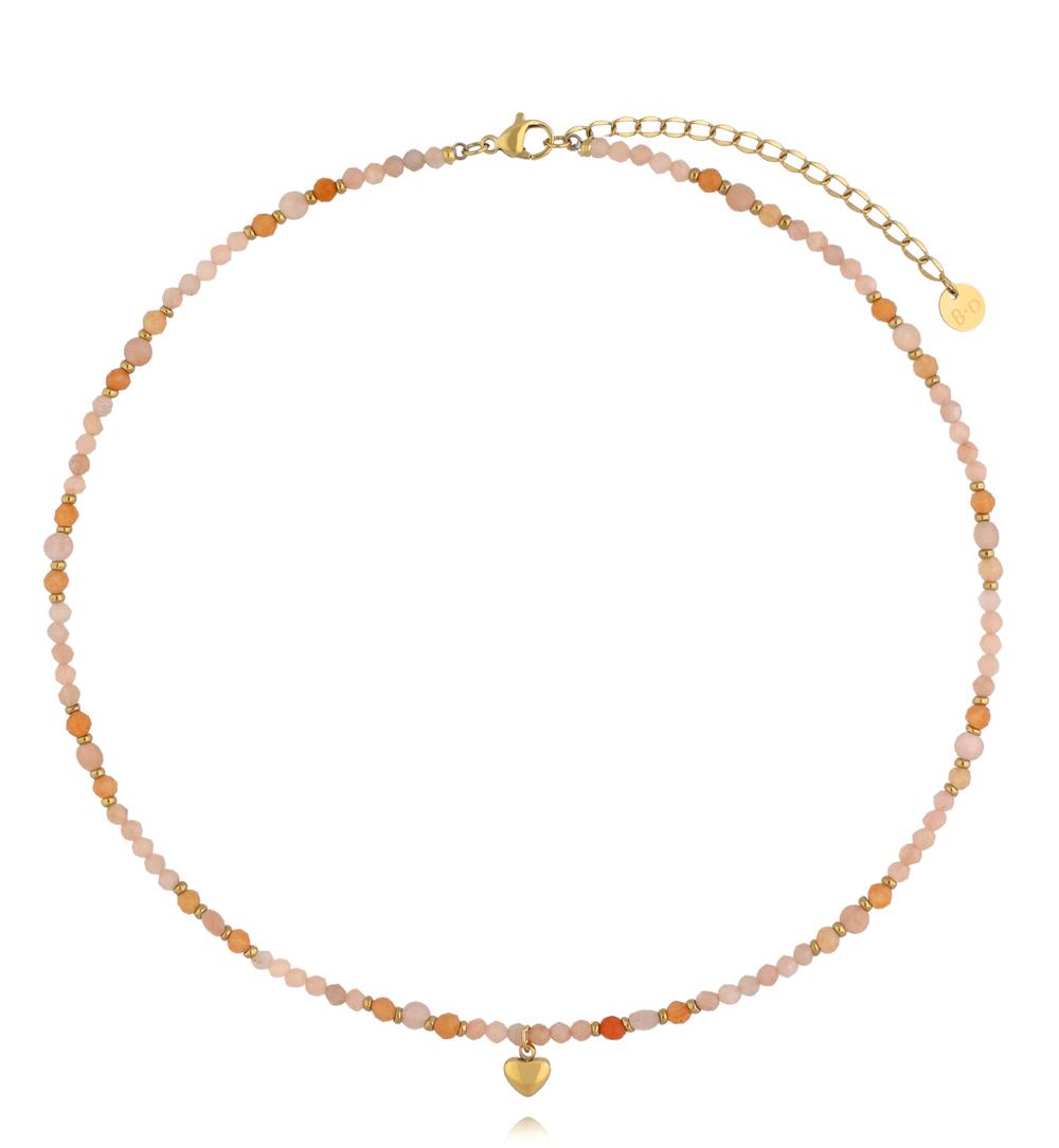 Naszyjnik z kamieniami słonecznymi i sercem NTW1665