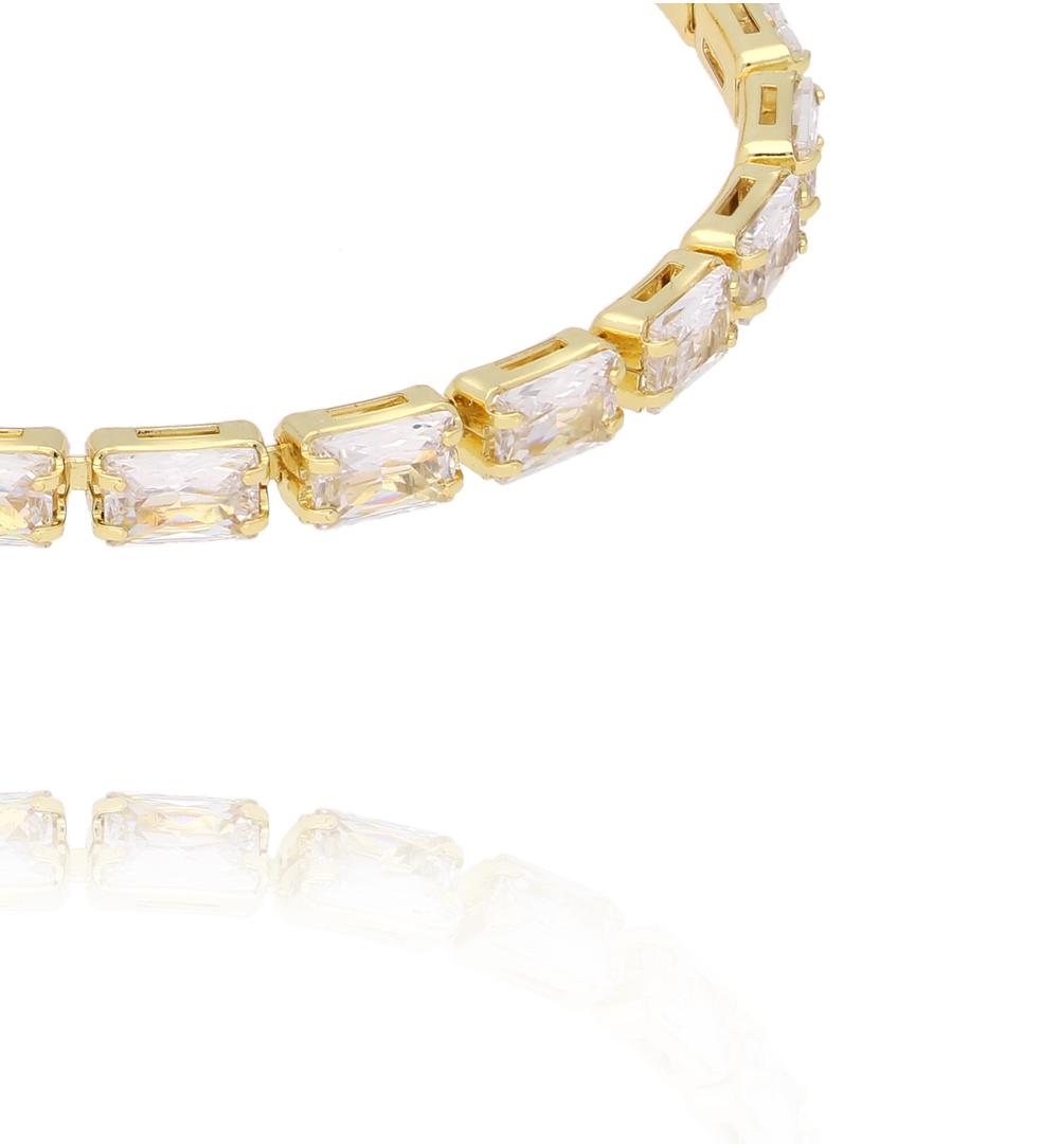 Bransoletka tenisowa z prostokątnymi kryształami BSS0282