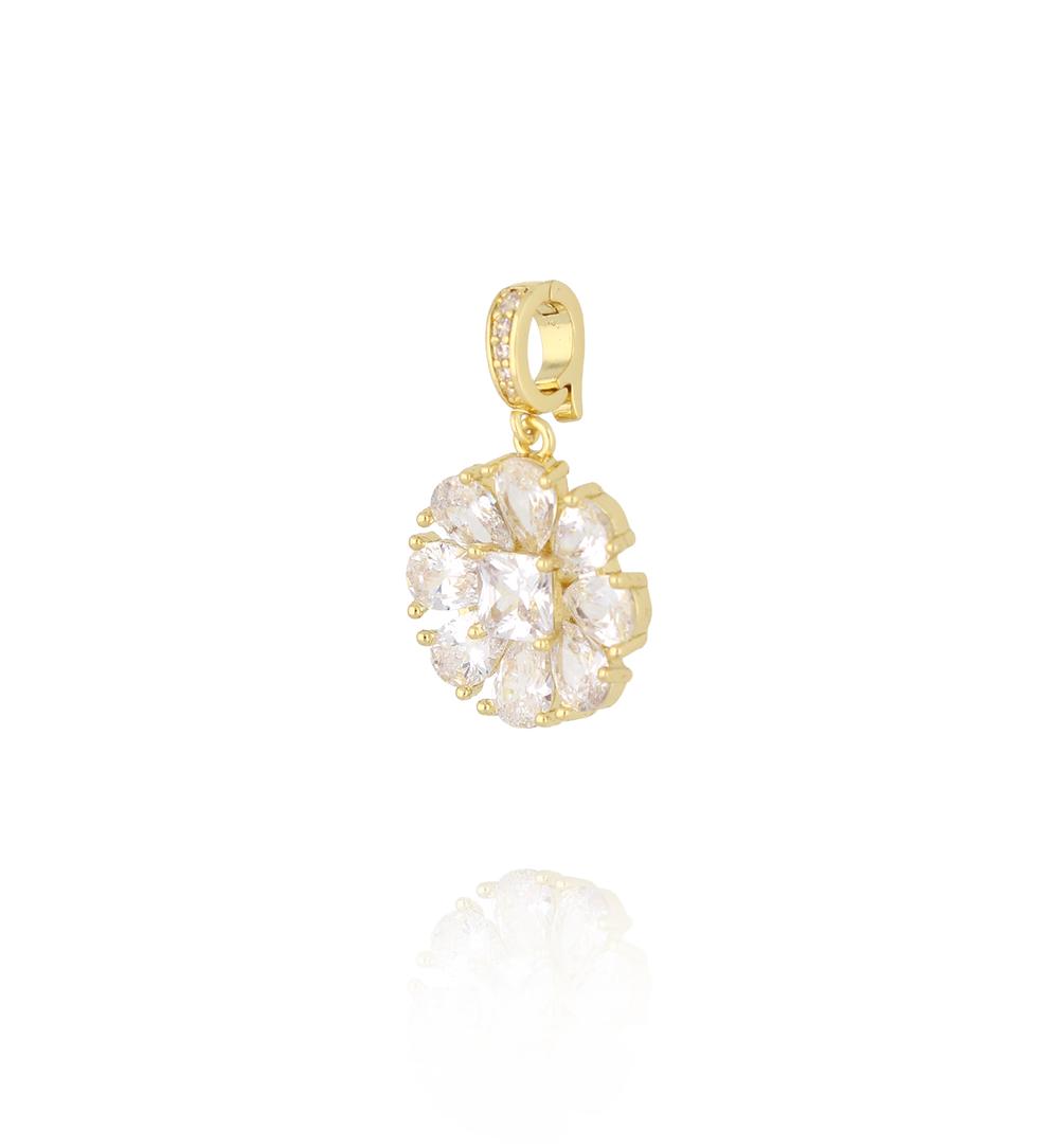 Charms złoty kwiat z kryształami CHSS0046