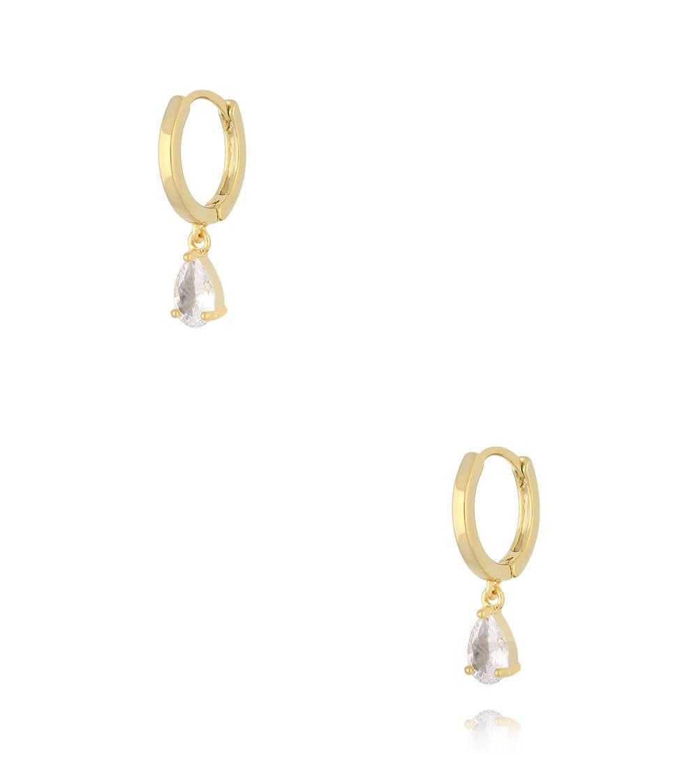 Zestaw złoconych kolczyków z kryształową łezką KMB0068