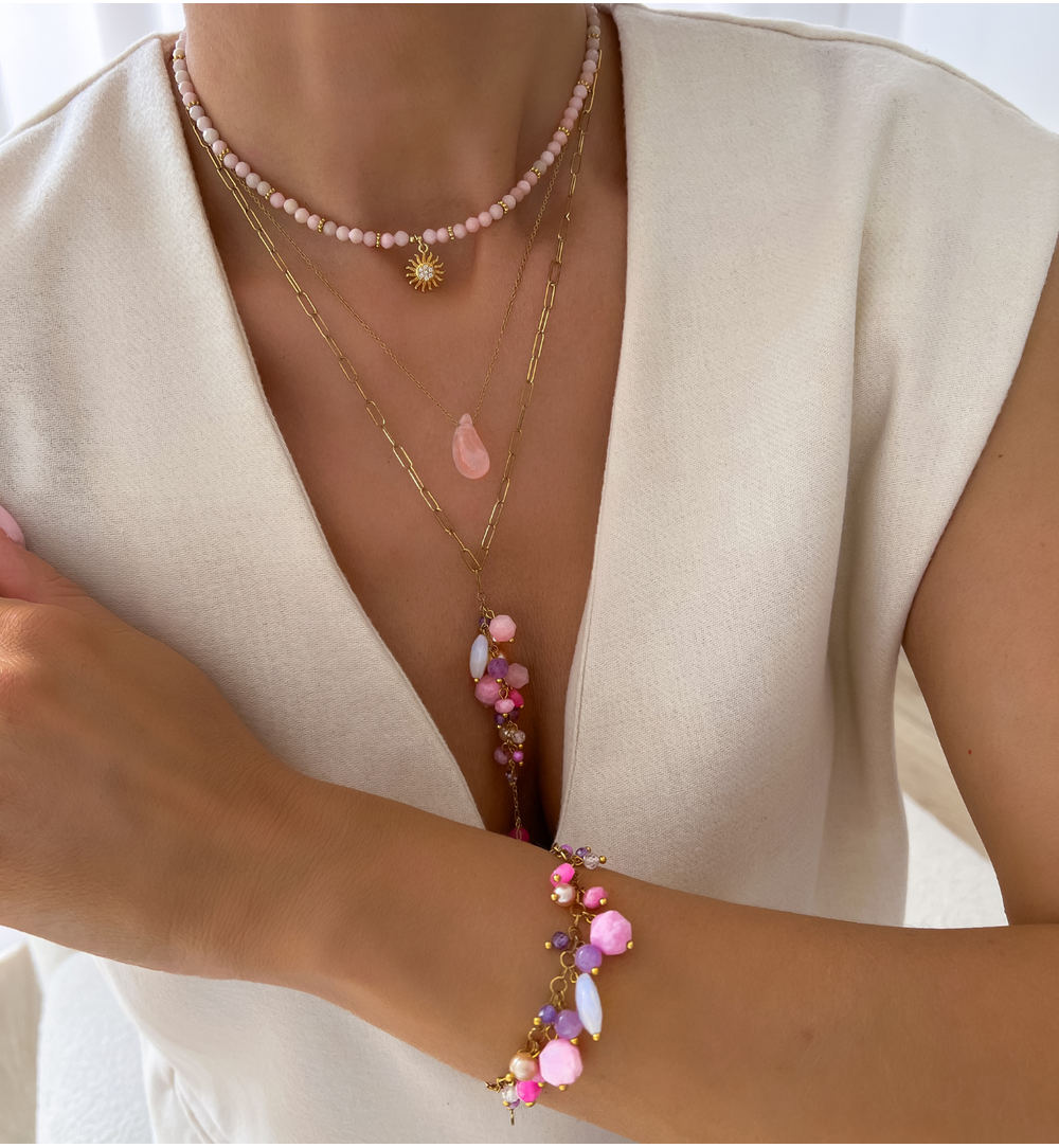 Bransoletka z kamieniami różowa Island Elegance BPA0450