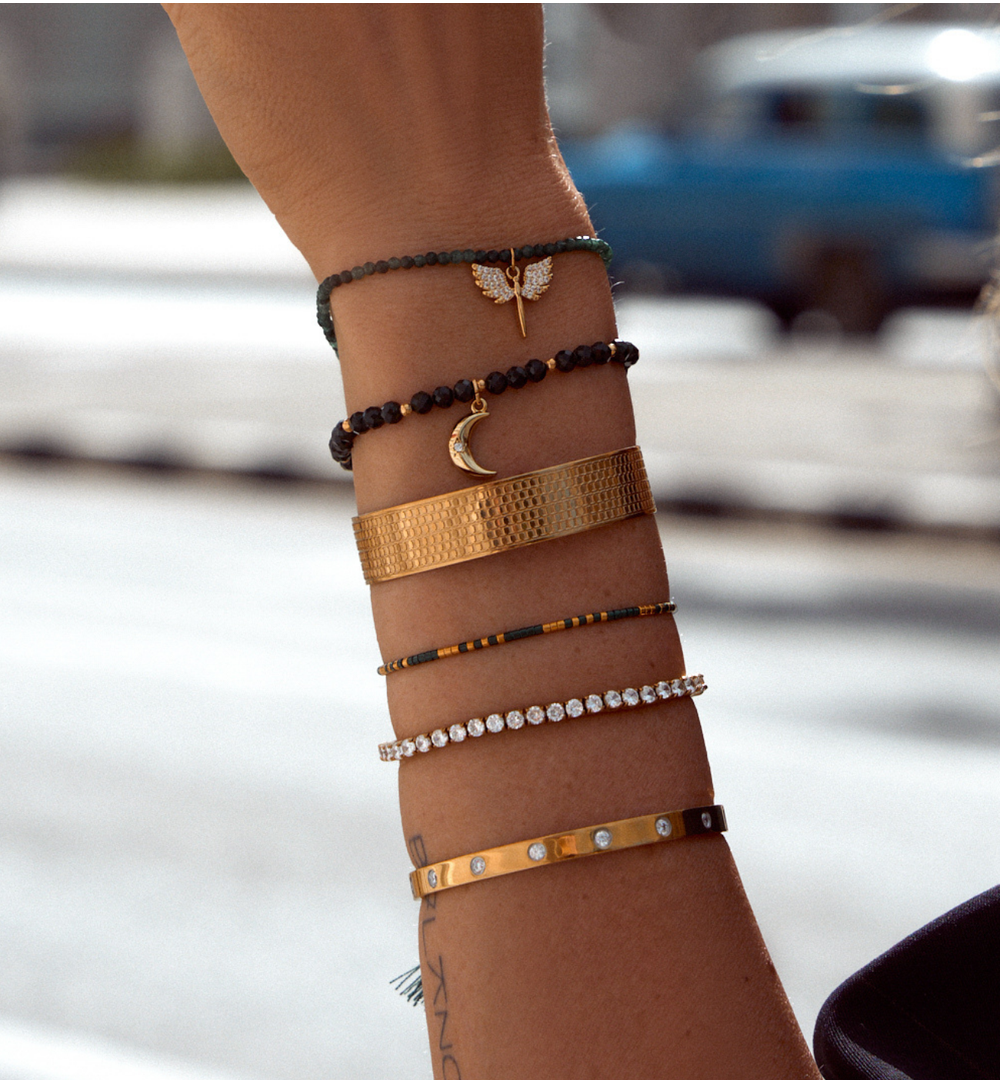 Bransoletka obręcz złota z cyrkoniami Super Cute BSA0281